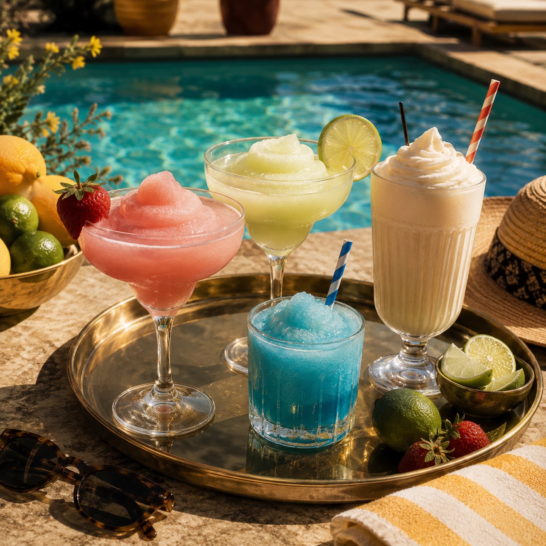 Frosé, margarita, milkshake & blue slush